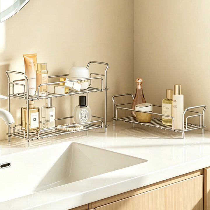 Stainless steel bathroom shelf, single or double layer
