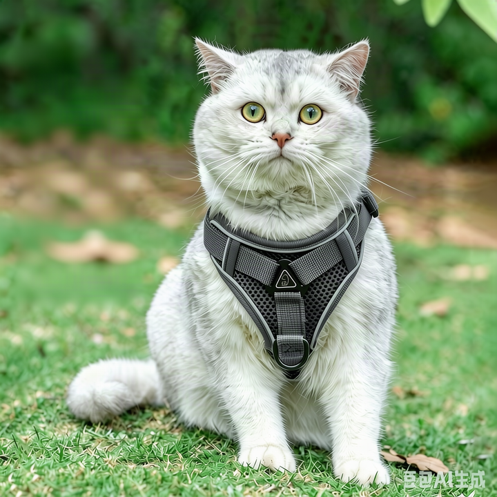 Padded dog harness with leash