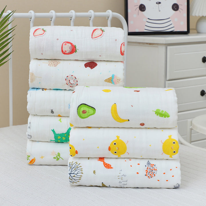 Cotton bath towel, 4-ply, with patterns