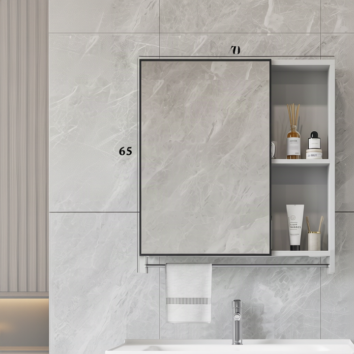 Bathroom mirror cabinet with LED and socket