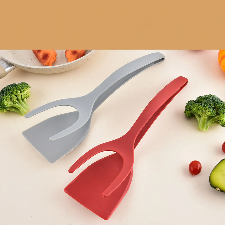 2-in-1 spatula and food tongs, non-stick