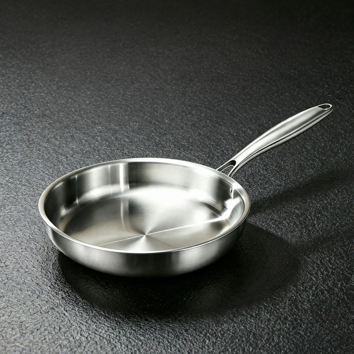 Frying pan, 410 stainless steel, honeycomb pattern