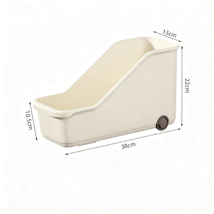 Plastic storage box with wheels