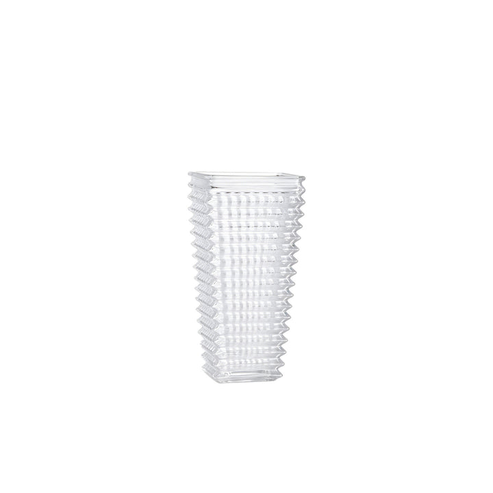 Transparent glass vase with wave pattern, rectangular
