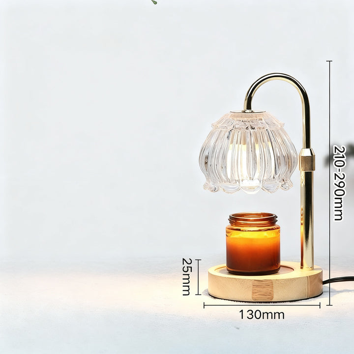Wax melting lamp with wooden base