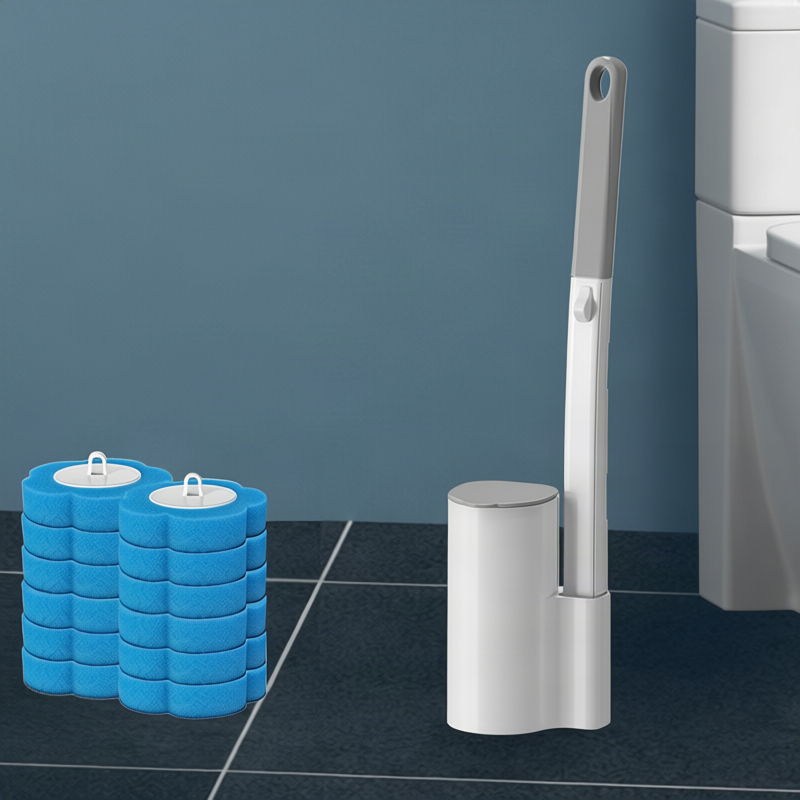 Disposable toilet brush with replacement heads