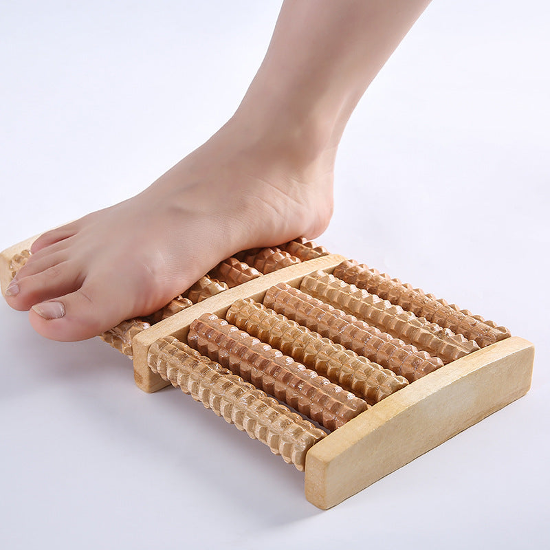 ALPENHAUCH - Foot massage roller made of real wood with acupressure mat