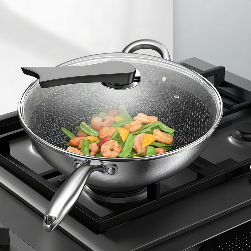 Stainless Steel Frying Pan with Glass Lid