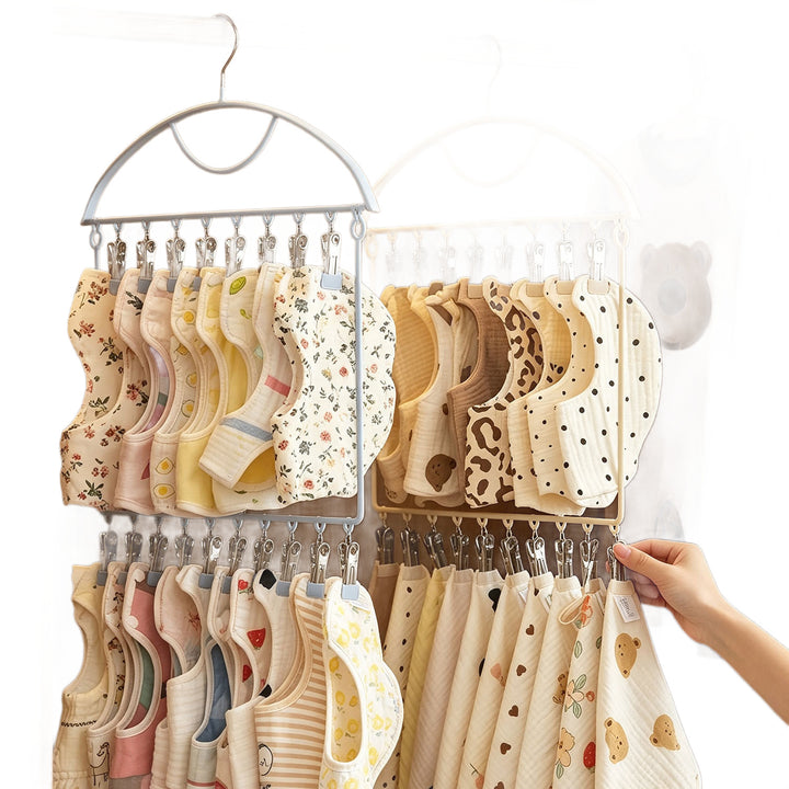 Clothes drying rack with multiple clips for baby clothes