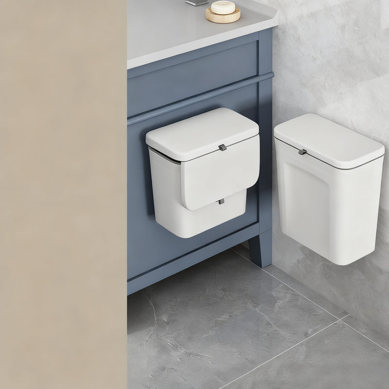 Wall-mounted waste bin with lid, hole-free