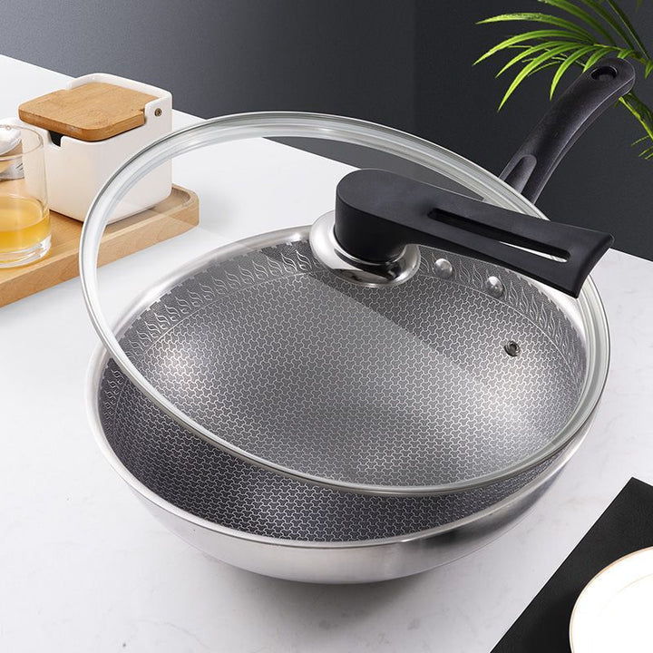 Non-stick frying pan with honeycomb pattern