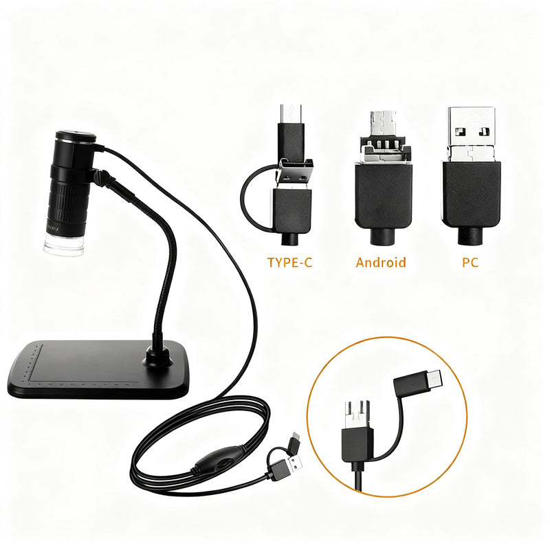 Digital microscope, 1600x magnification, USB operation