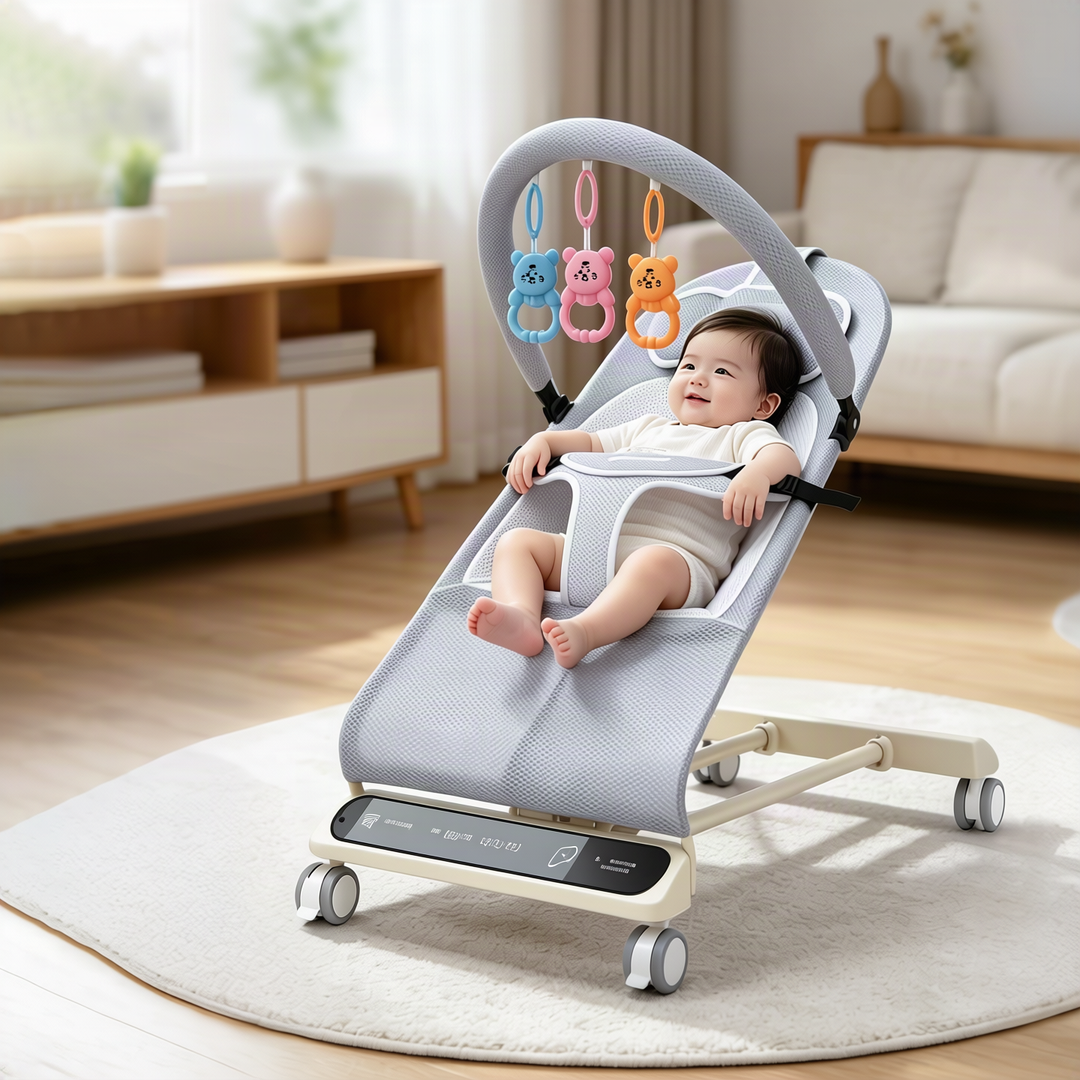 Baby bouncer with music and toys, from birth