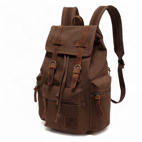 Linen backpack, 36–55 L, 15.6 inches, in vintage style