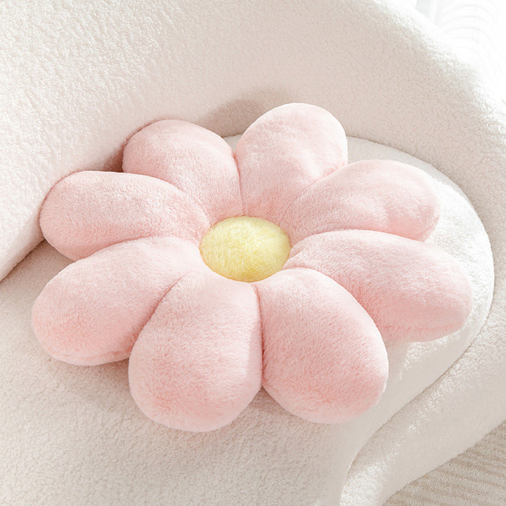 Flower pillow made of rabbit fur, Nordic