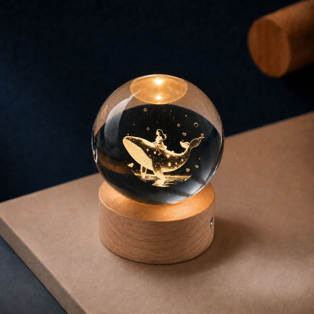 Crystal ball night light with LED lighting