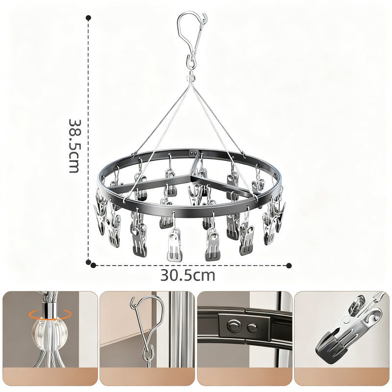 Aluminum drying rack with multiple clips