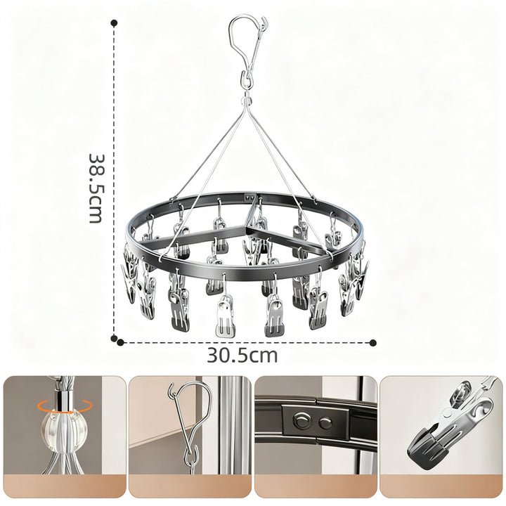 Aluminum drying rack with multiple clips