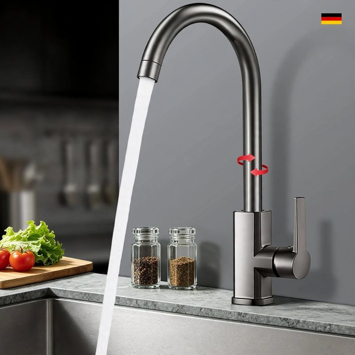 Kitchen faucet with splash guard, swivel, model S-10804