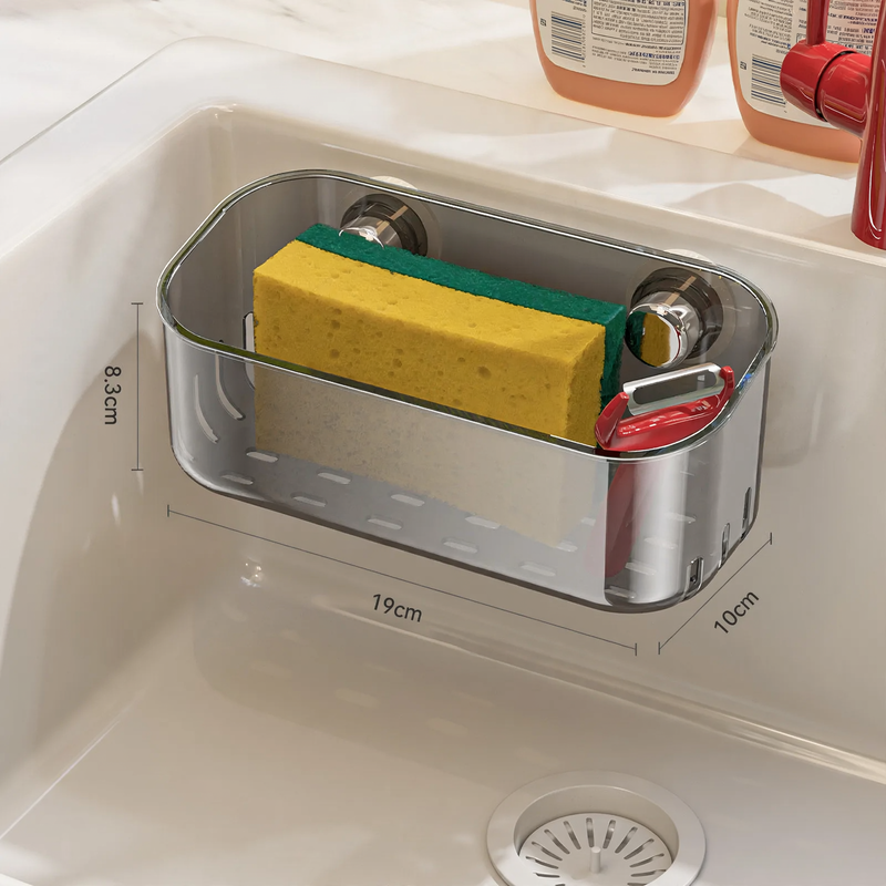 Suction Cup Sink Shelf, transparent, multi-tiered