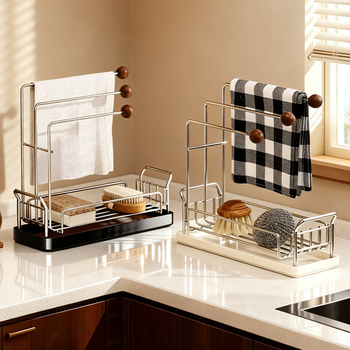 Kitchen drying rack for towels and sponges