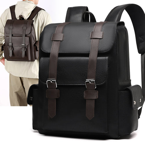 Backpack made of PU leather, 20–35 L, vintage style