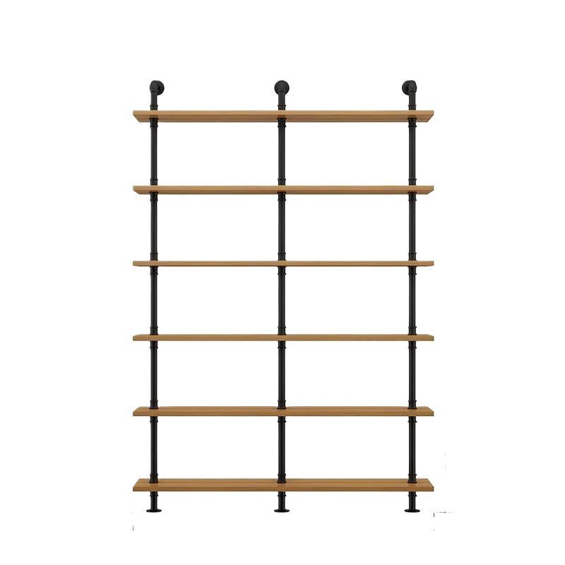 Wooden wall shelf, 140–240 cm, with metal brackets