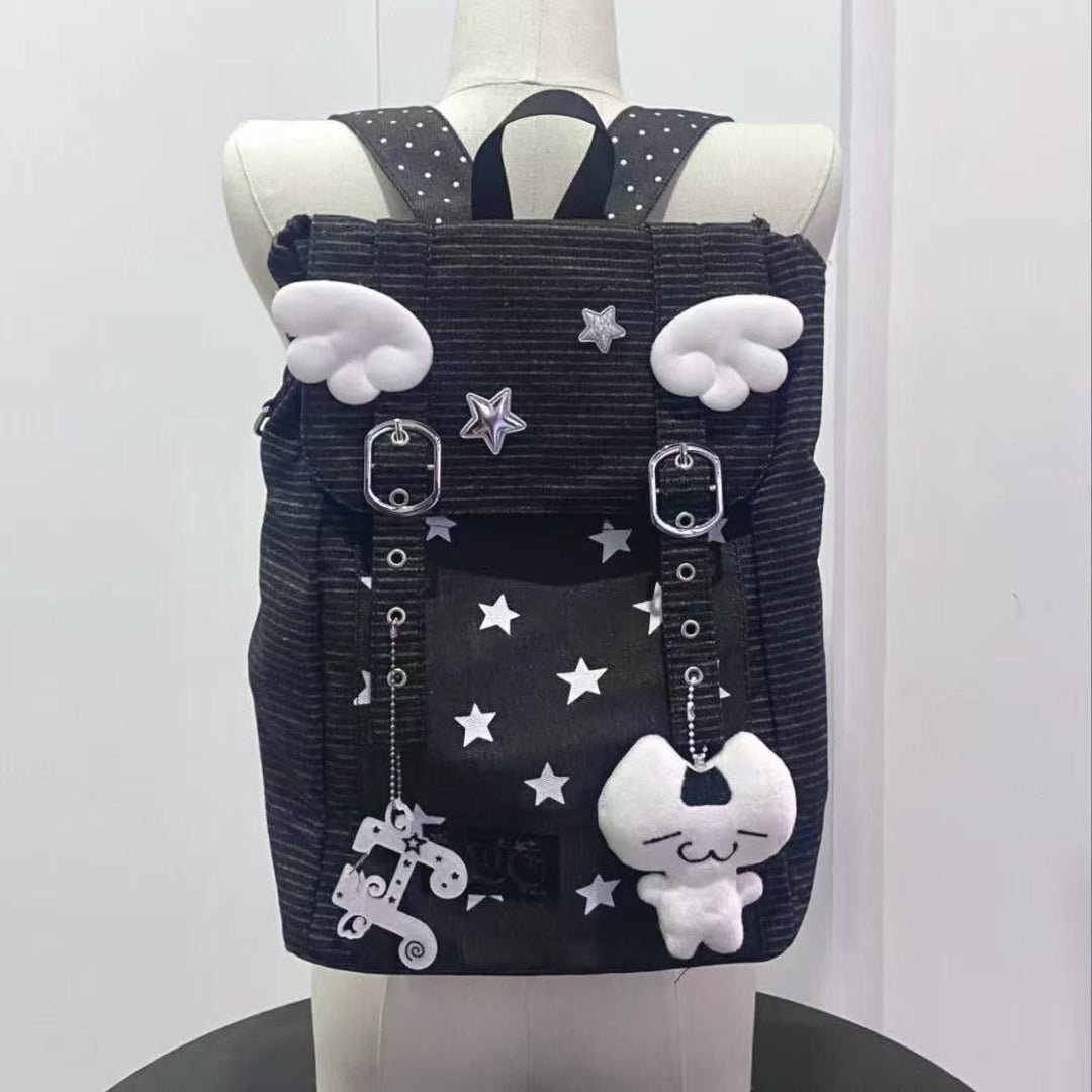 Cotton backpack with striped pattern