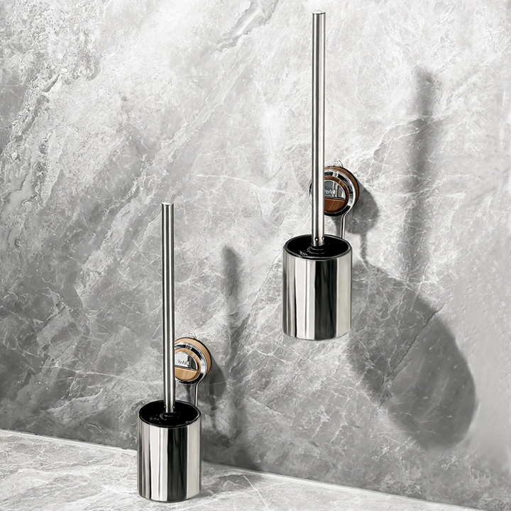 Stainless steel toilet brush with suction cup