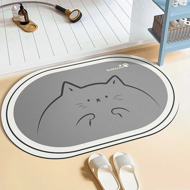 Cartoon doormat made of faux fur, washable