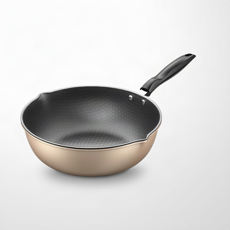 Non-stick frying pan with honeycomb pattern