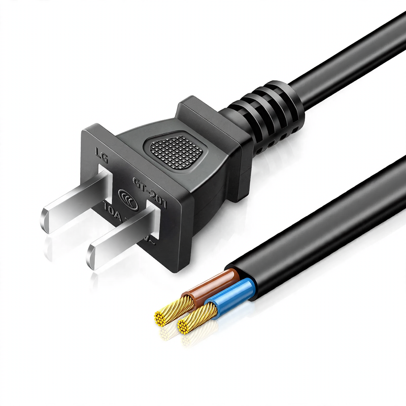 Power cable with flat plug, PVC jacket
