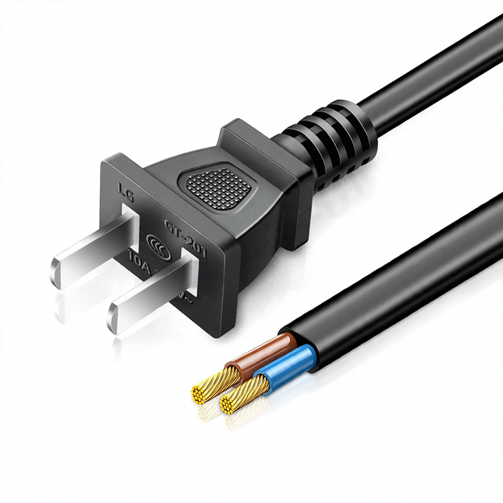 Power cable with flat plug, PVC jacket