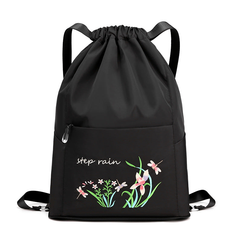 Double Backpack, Nylon, foldable, embroidered