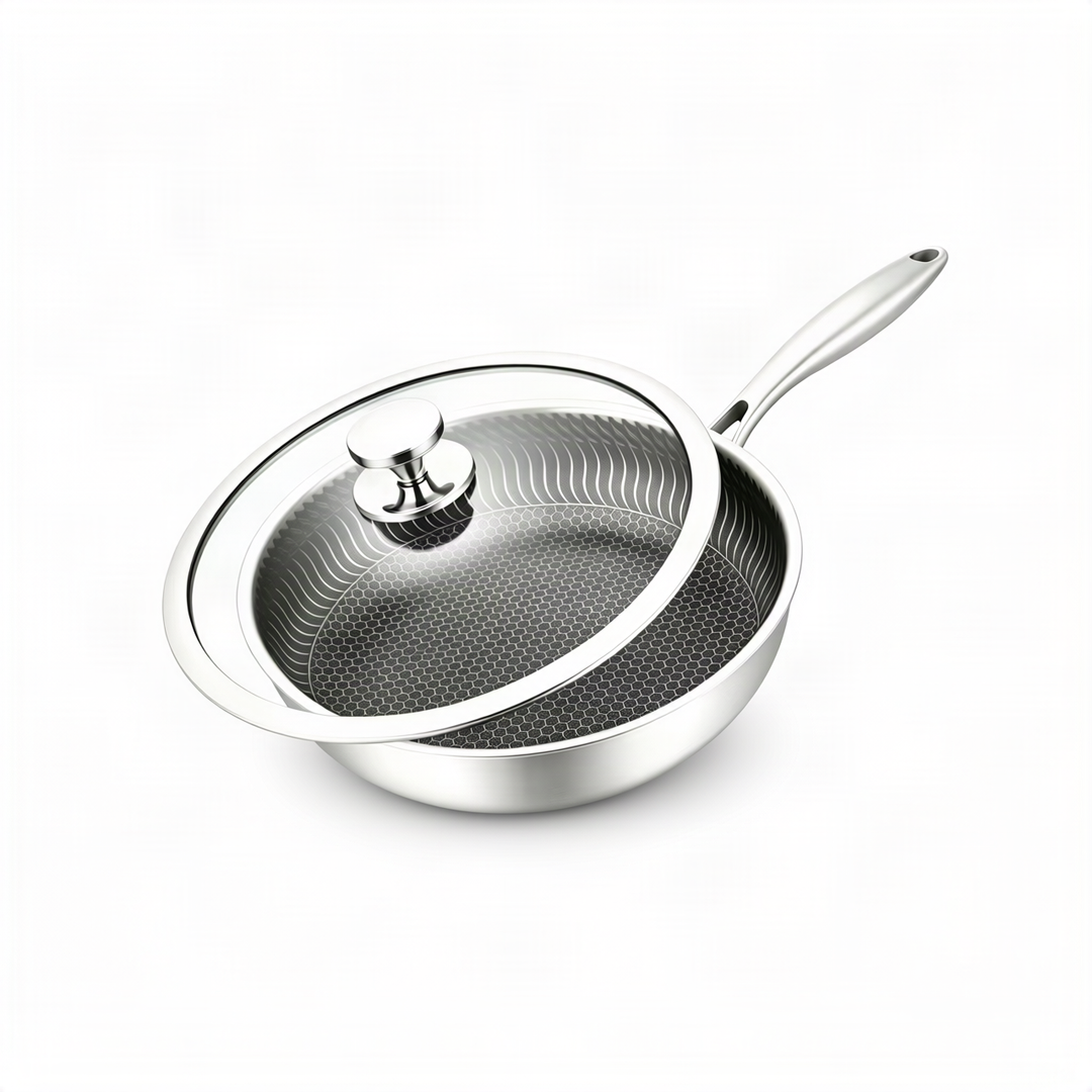 Stainless Steel Frying Pan with Glass Lid