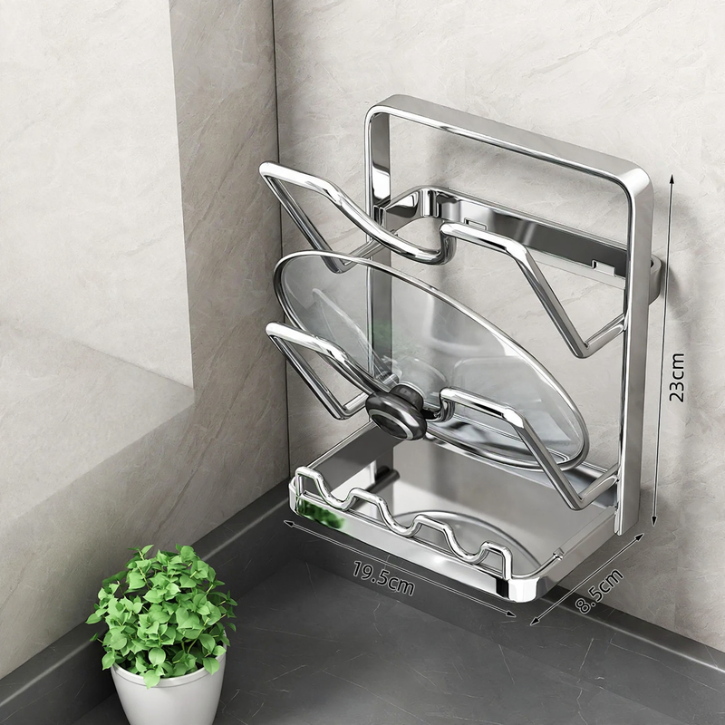 Pot lid and cooking spoon holder, wall and table version