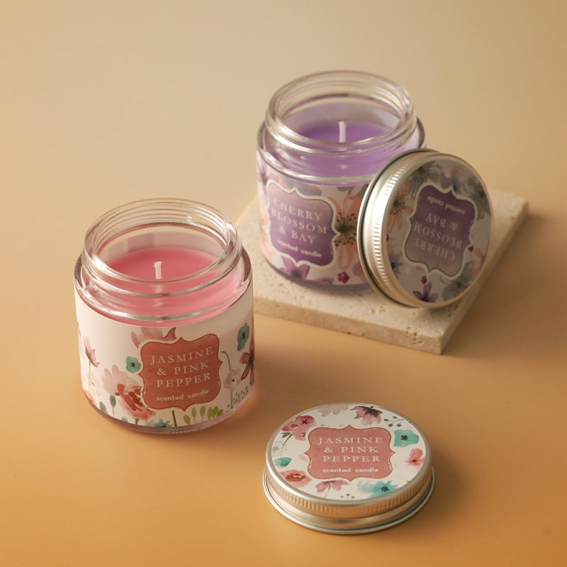 Scented candle made of soy wax, glass cup