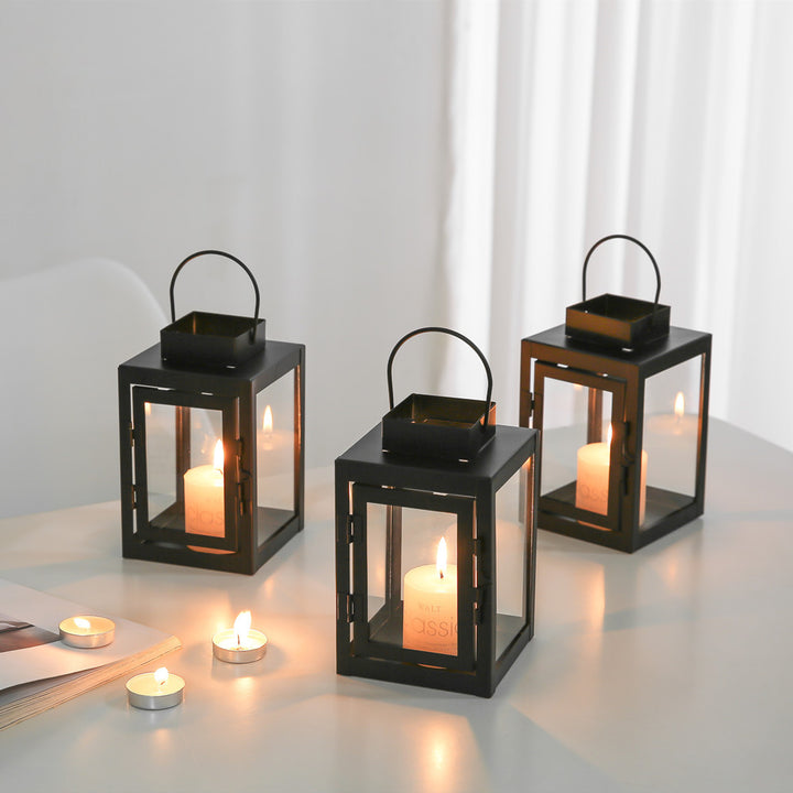 Black metal lantern, dome shape
