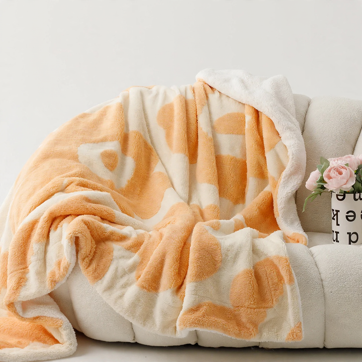 Double-layer coral fleece blanket with floral pattern, 100×150–200×230 cm