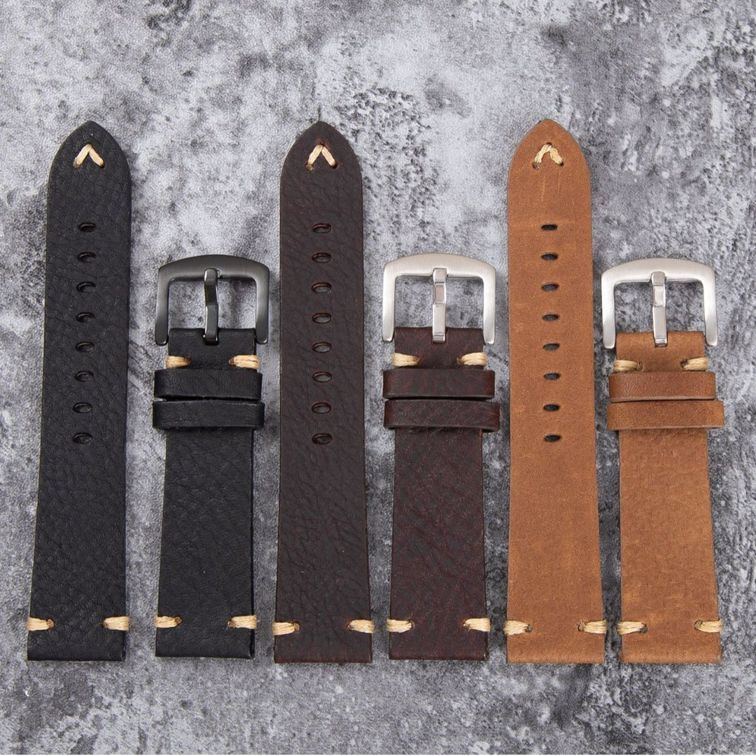 Vintage leather watch strap made of cowhide