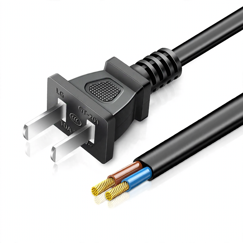 Power cable with flat plug, PVC jacket