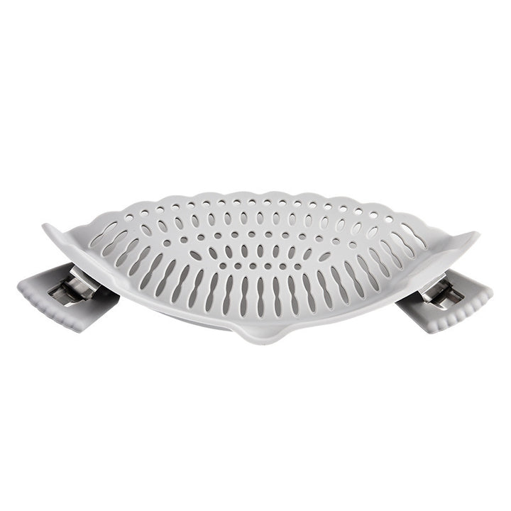 Silicone sieve for clamping onto pot edge