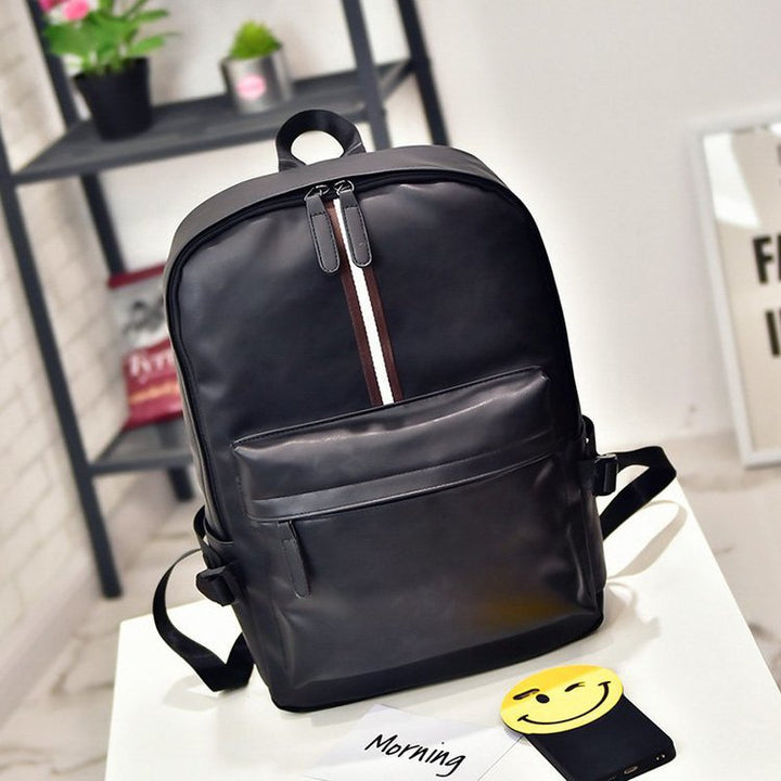 Men's backpack, PU leather, compact, for laptops up to 14 inches