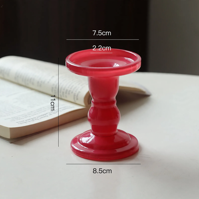 Glass candle holder, column shape, various colors