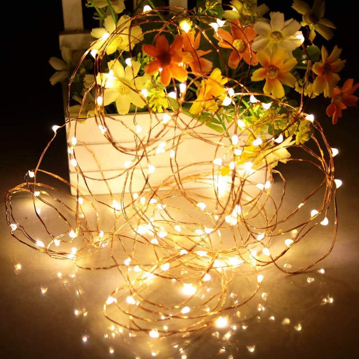 LED string lights, 10 m, 100 lights, USB/battery