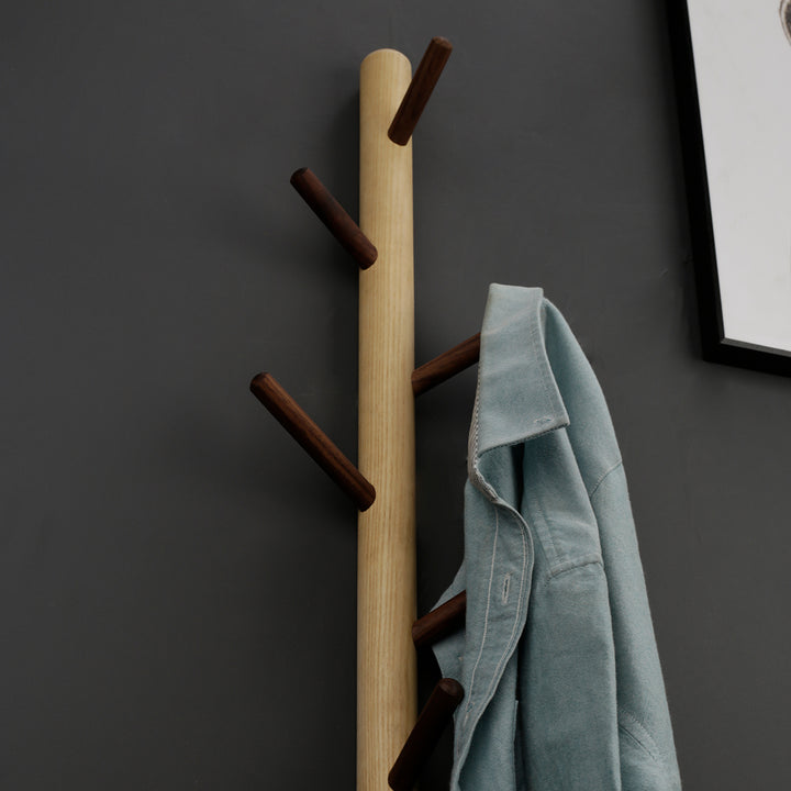 Wood wall coat rack in tree shape, Nordic design