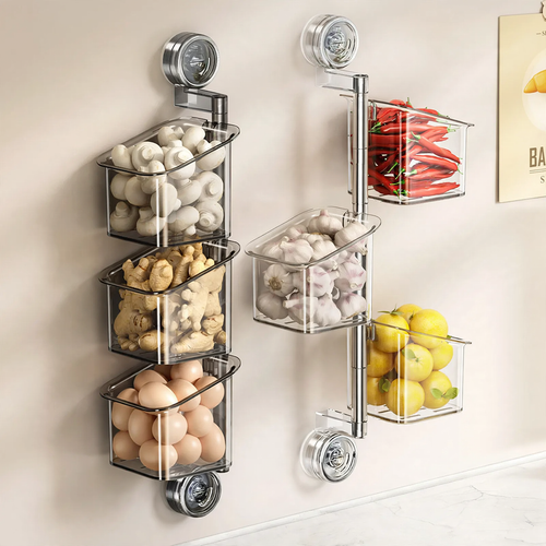 Rotating kitchen storage shelf with suction cup, model 230-006-A
