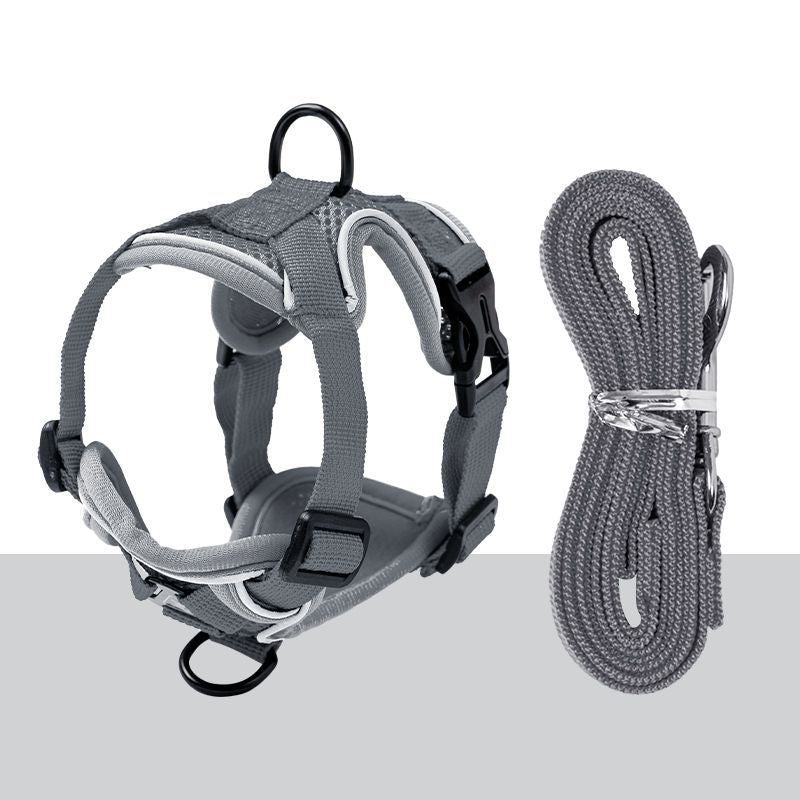 Padded dog harness with leash