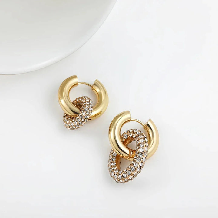 BowLift | Dual Diamond Circle Huggie Earrings