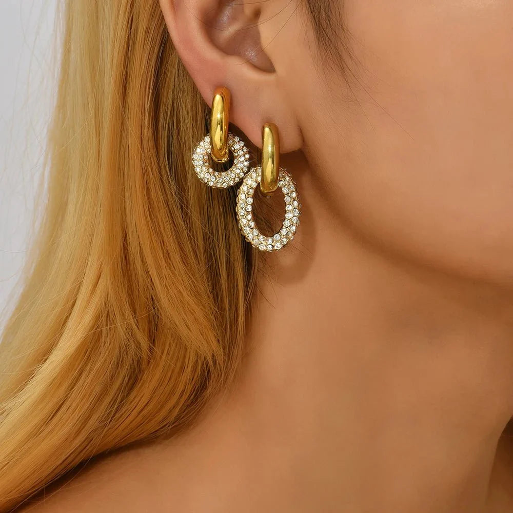 BowLift | Dual Diamond Circle Huggie Earrings